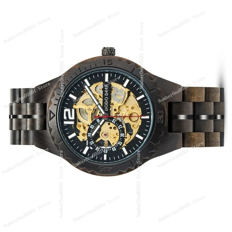 

Деревянные автоматические механические часы для пар для мужчин и женщин, скелетон с циферблатом, подарок для влюбленных, подарок на годовщину