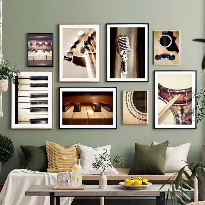 1pc frameless Canvas Painting Guitar Piano Posters  Prints  Musical Instrument Canvas Painting  Modern Wall Art for Musician Roo