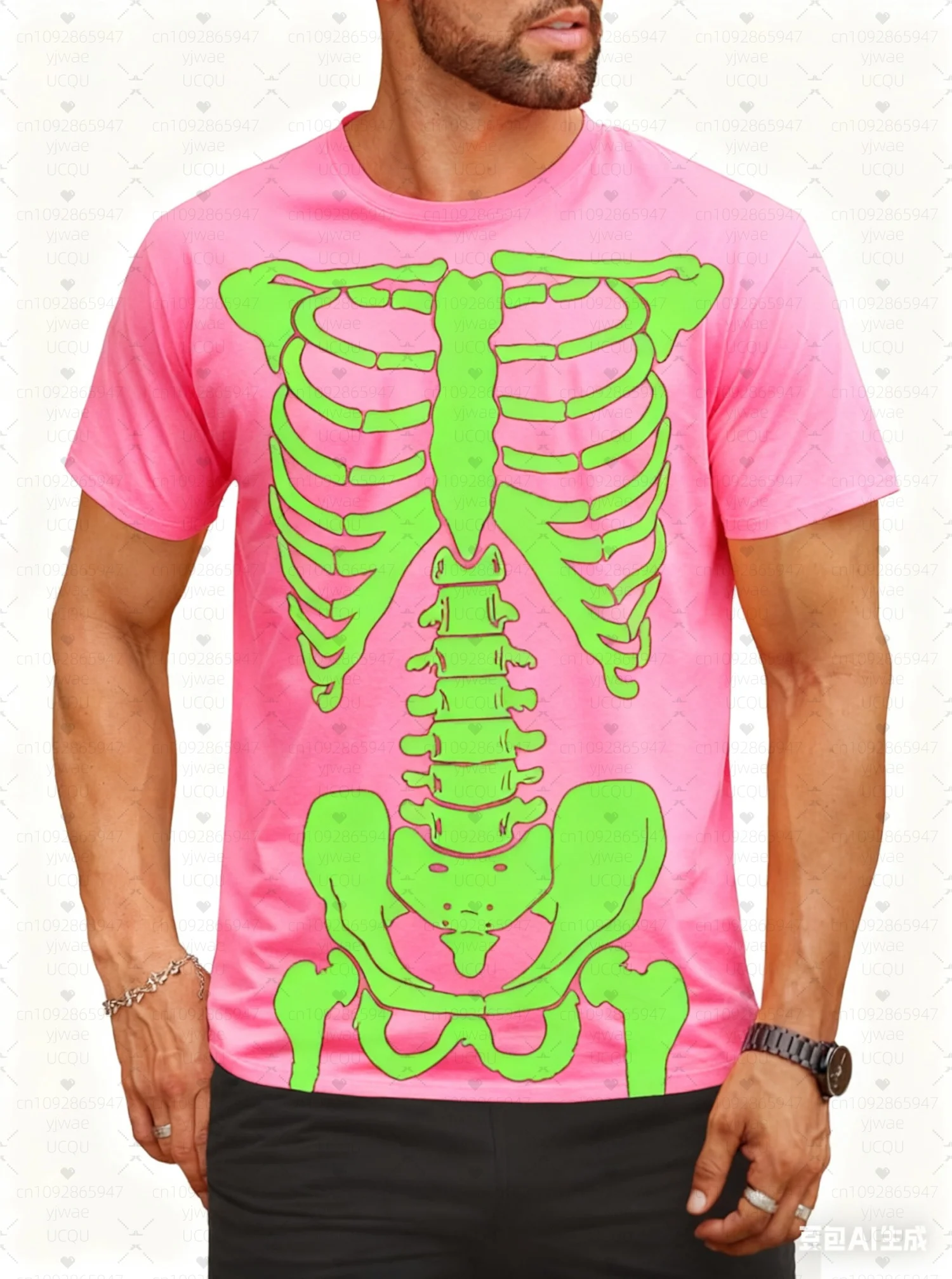 2025 هالوين الرجال ثلاثية الأبعاد هيكل عظمي الجرافيك تي شيرت تي شيرت قصير الأكمام تي شيرت طاقم الرقبة قميص مصمم الرعب ملابس الحفلات