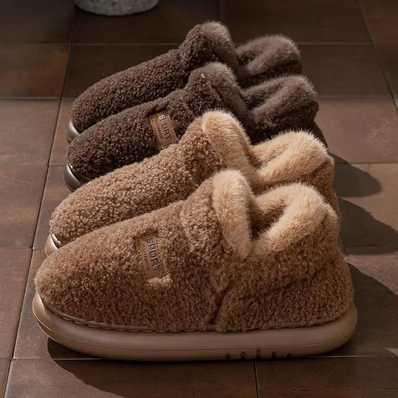Komfortable Schneestiefel aus Lammwolle mit rutschfester, dicker Sohle für Damen, Winter 2026, Übergröße 45, warme, plüschige Stiefeletten, kurze, pelzige Stiefeletten für Damen – Detail 7