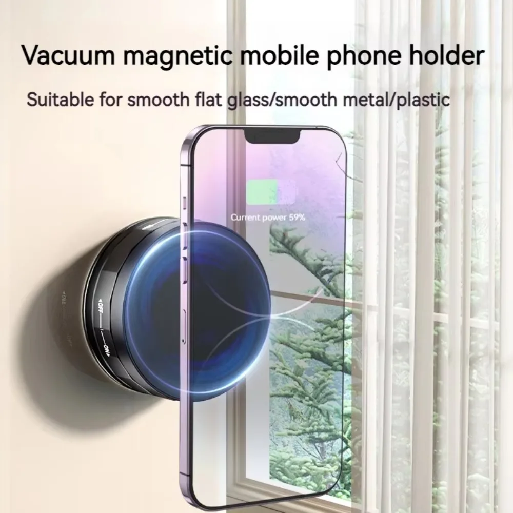 

New Universal Phone Holder Vacuum Suction Metal Magnetic Phone Holder Smooth Phone Stand Car