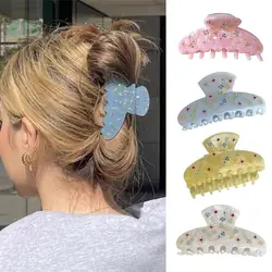 Multifunctional Premium Spring Rhinestone Flower Decor Lady Hair Claw Hair Ornament