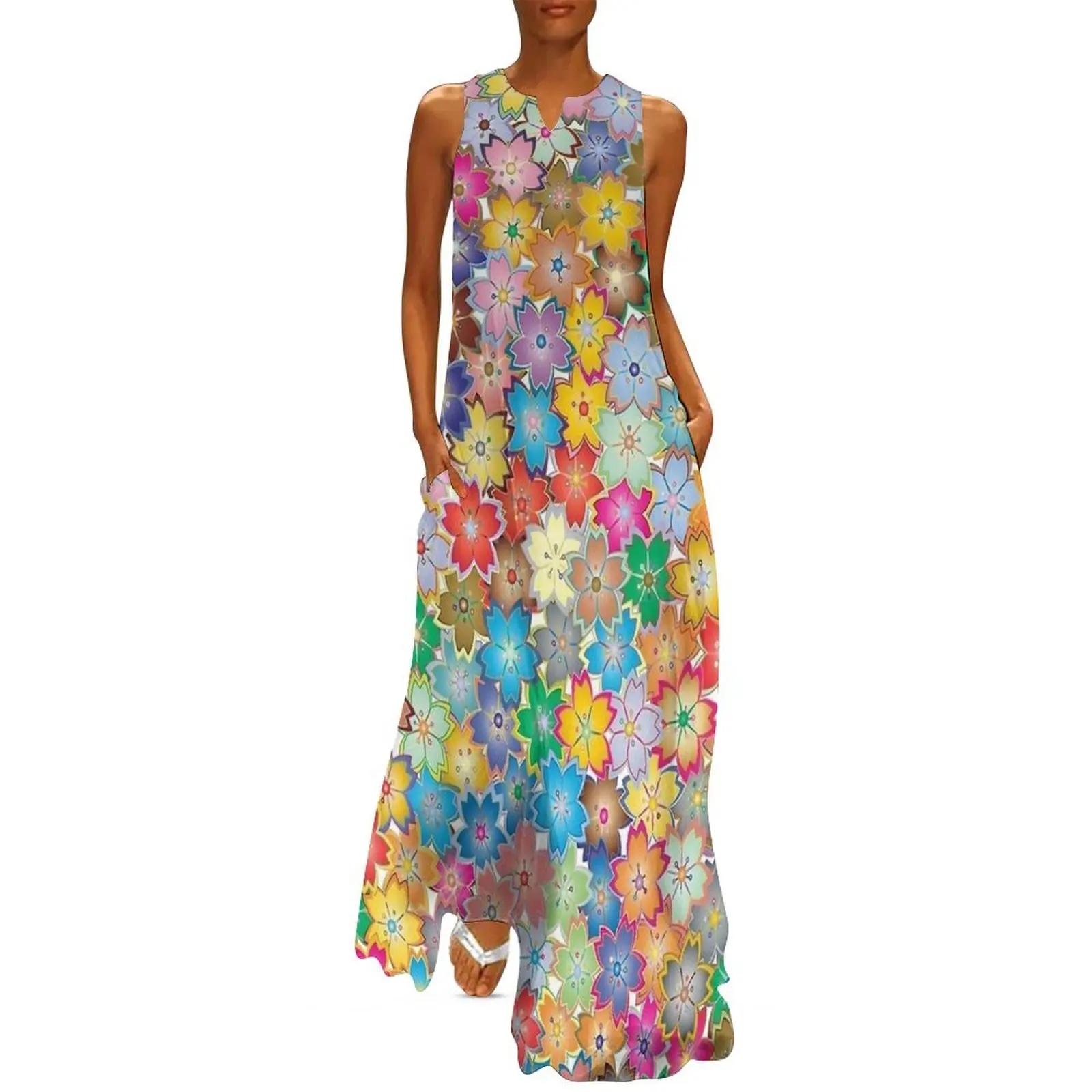 Robe longue à fleurs pour femmes, streetwear, boho, plage, boîte de nuit, maxi, cadeau, été