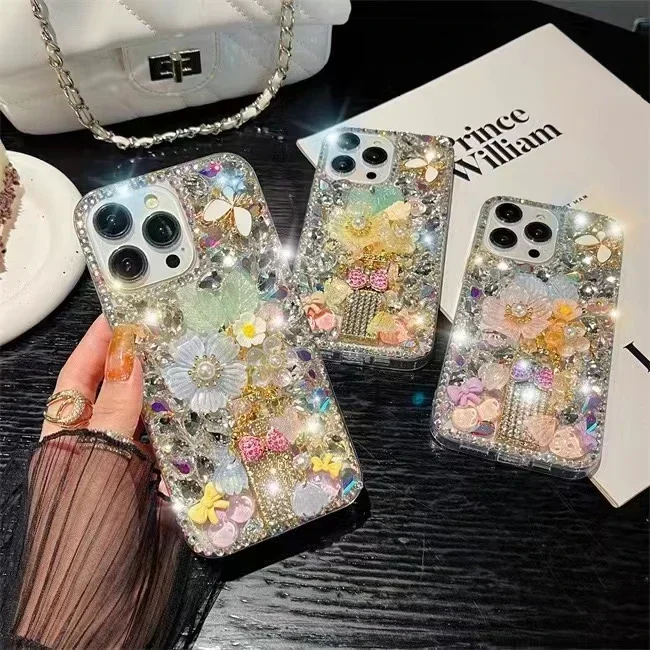 

Rhinestone Case for iPhone16 15 14 13 12 11promax Case Diamond Phone Cover Sunjolly