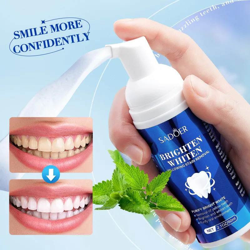 

Teeth Whitening Mousse Deep Cleaning Cigarette Stains Repair Yellow Tones Dental Plaque Fresh Breath Foam Portable Toothpaste