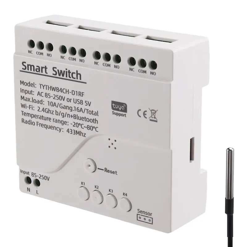[NEW!A25P】 Tuya Wifi Smart Switch Temperature Sensor Monitor AC 85-250V Wireless Smart Switch For Alexa Google Home