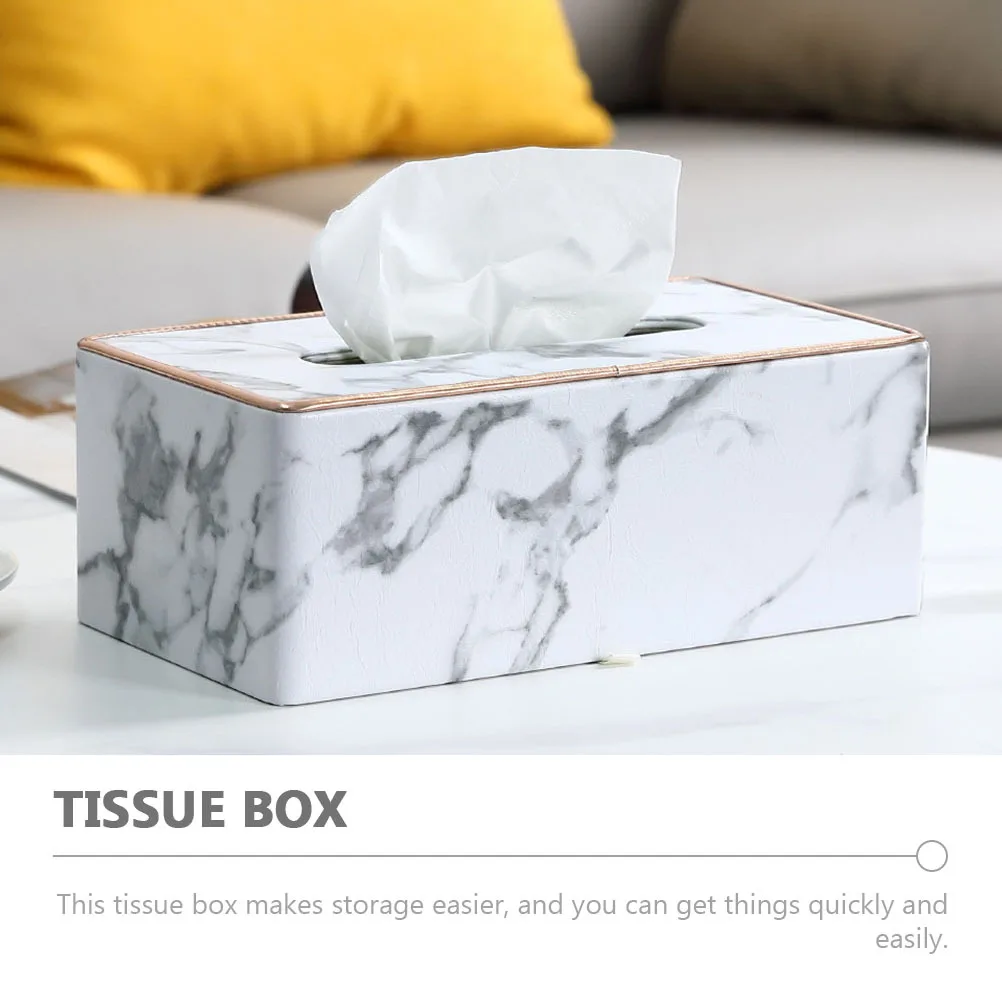 

Marble Pattern Tissue Box Holder For Home Office Car Hotel Desktop Napkin Storage Case Decorative Container