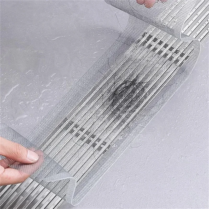 Self-Adhesive Shower Drain Hair Catcher Cuttable Floor Drain Stickers Disposable Mesh Bathroom Kitchen Sink Strainer Hair Filter