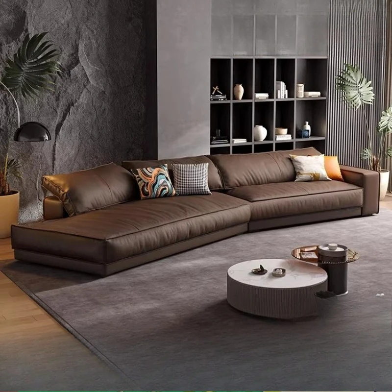 

Кожаный диван-блок из телячьей кожи для гостиной, прямой, нестандартной формы