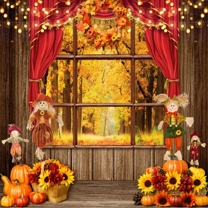 Autumn Backdrops For Photography Harvested Fall Blocks Pumpkin Baby Shower Party Photo Photographic Background Studio Shoots