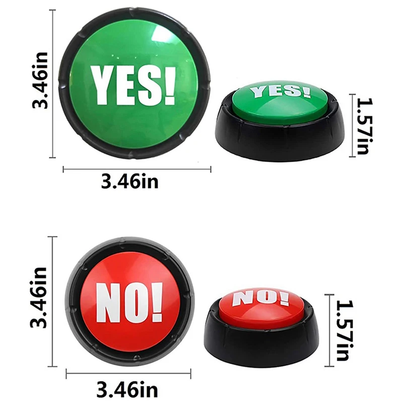 2Pcs Yes No Buzzer Buttons with Sound Game Buzzer Quick Answer Button Funny Game Show Buzzers for Family Party & Quiz Games