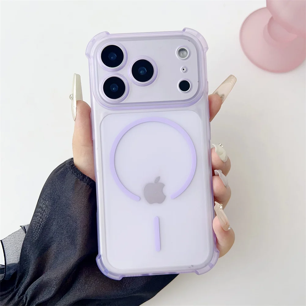 

For Magsafe Clear Matte Shockproof Armor Phone Case For iPhone 17 16 15 14 13 12 Pro Max Air Plus Lens Protective Soft TPU Cover