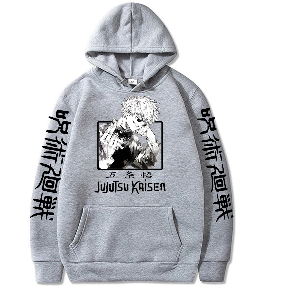 Jujutsu Kaisen-Sudadera con capucha para hombre, Jersey holgado de manga larga con estampado de Gojou Satoru, estilo Hip Hop y Anime, ropa Harajuku