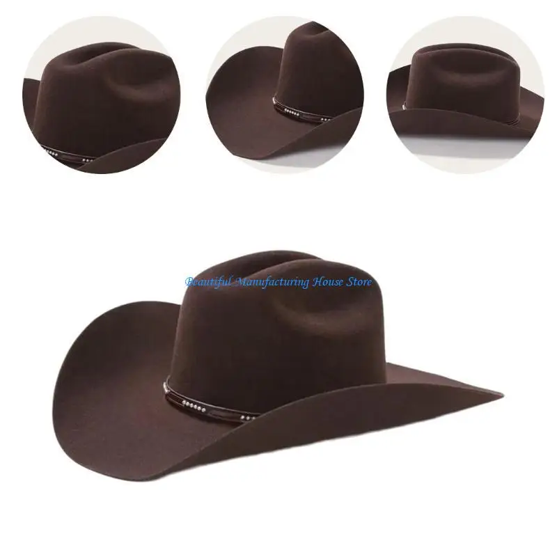 

E56A Cowboy Hats Black Fedoras Hat Cowboy Hats for Celebration Party Cowboy Hats