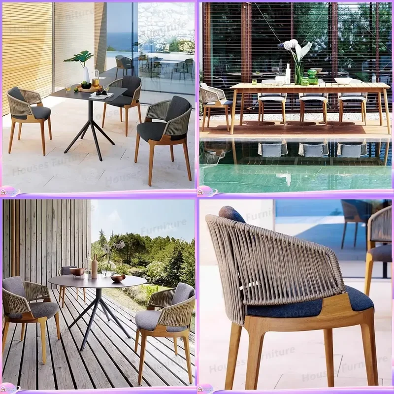 Nordic Solid Wood Garden Furniture Set Outdoor Patio Table and Chairs Modern Simple Design Waterproof Sunproof Durable