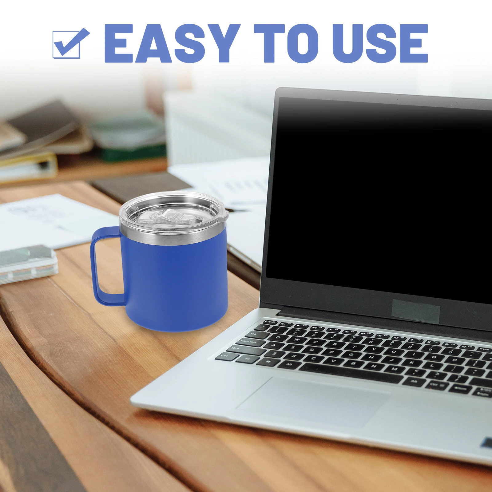 

14OZ Double Vacuum Stainless Steel Stainless Mug Mug Blue Insulated Coffee Cup for Camping Travel Sturdy Water Kids