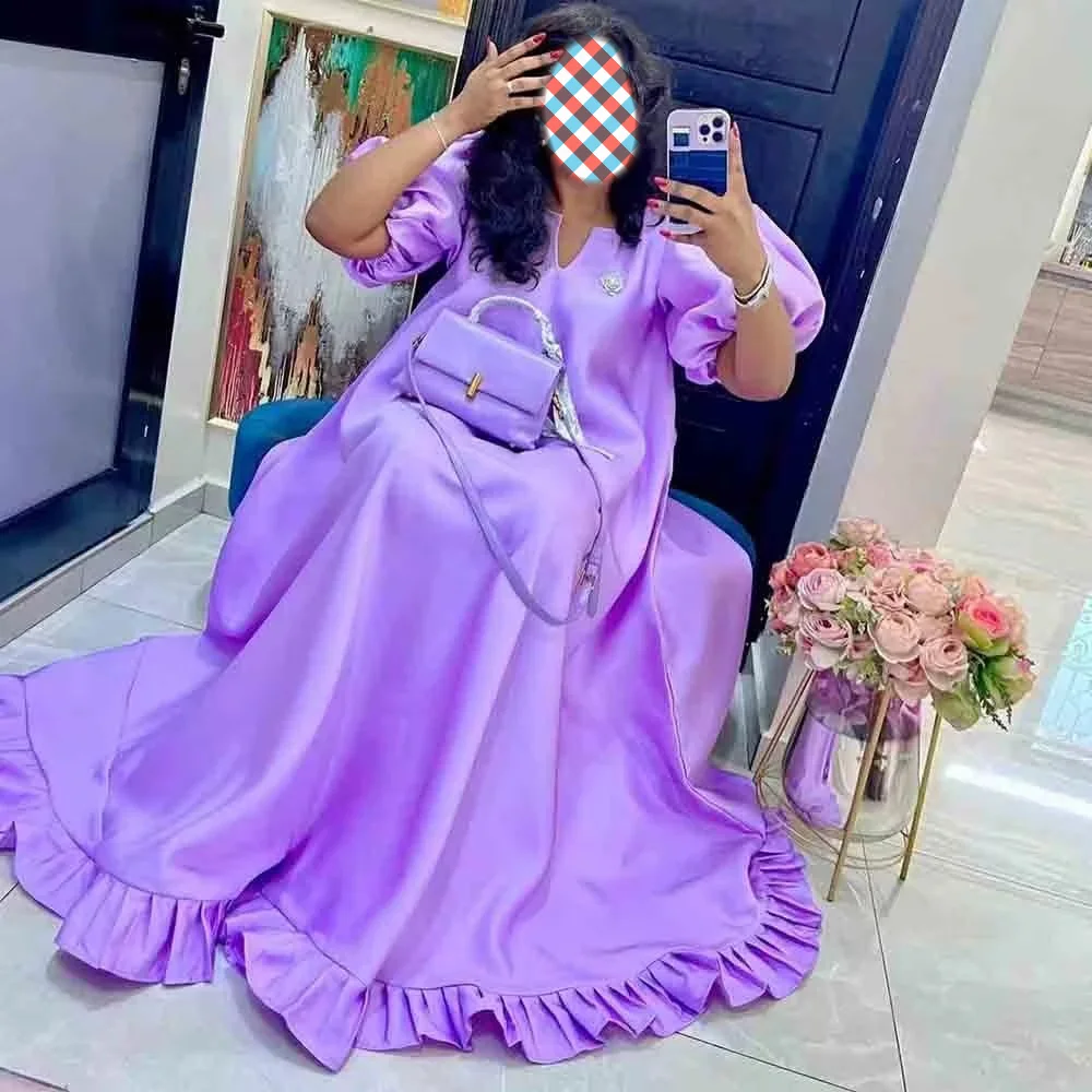 

2025 Newest Top-Quality African Boubou Abaya Kaftan – Soft Silk Cotton, Skin-Friendly Long Dresses for Women