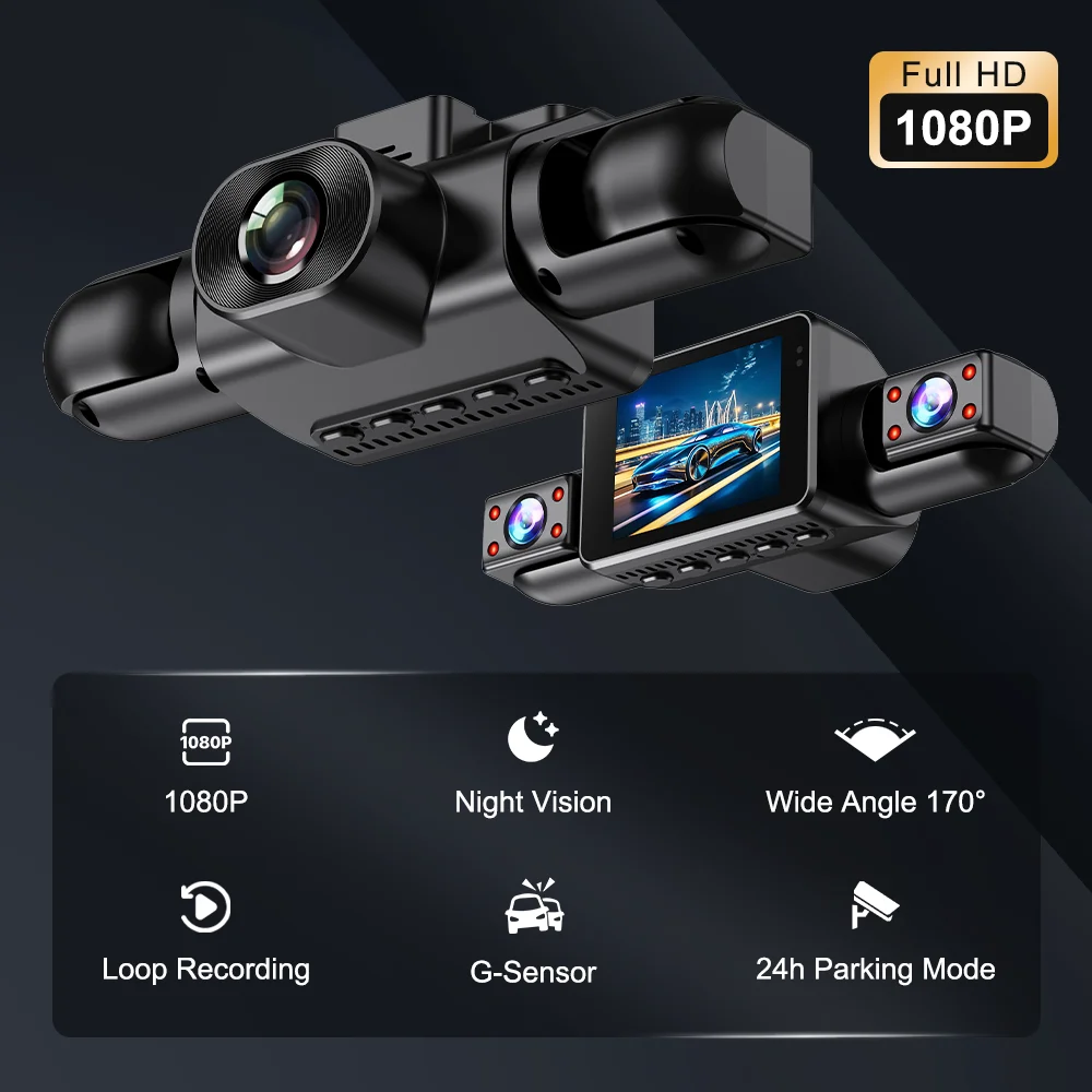ZKCAMSPY Dash Cam 4‑Channel 1080P Car DVR Black Box Wide Angle 24H Parking Monitor G‑Sensor Loop Recording Car Video Recorder