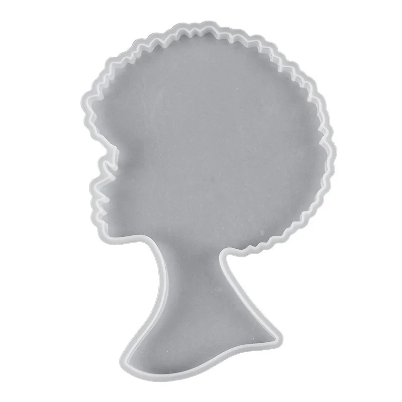 African Women Mold DIY Epoxy Silicone Moulds Afro Head Portrait Coaster Desktop Table Set Furniture Decoration Crafts