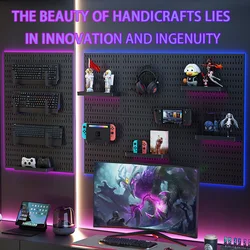 No-Punch Wall Mounted Storage DIY Wall Decor Toy Models, Artwork Pegboard Storage and Display Shelf for Gaming Equipment