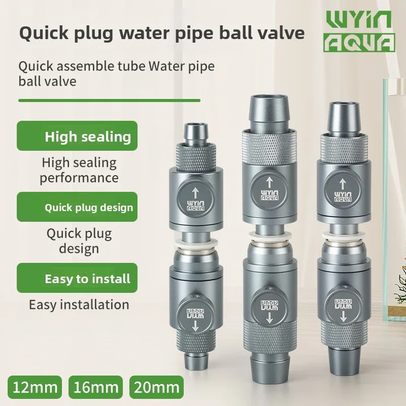 

WYIN Quick Disconnect Ball Valve, Push-to-Connect Water Flow Control Valve for Aquarium Canister Filter Pipe,CO2 System