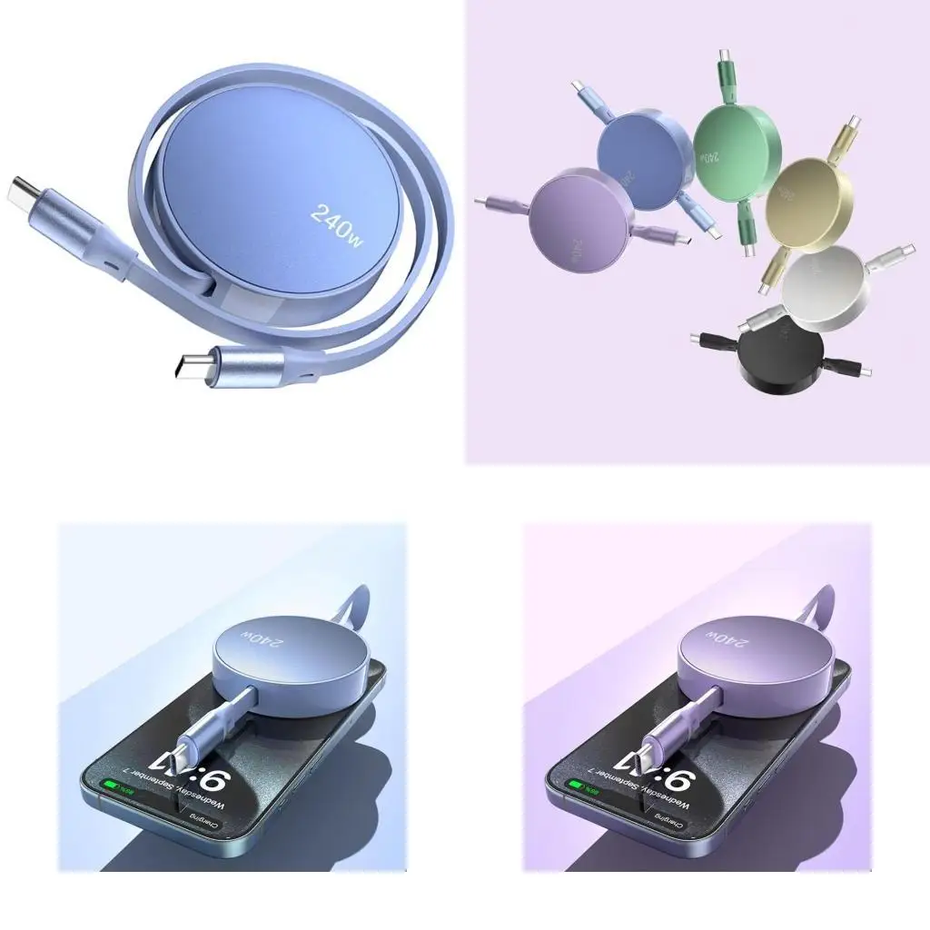 

652F USB C Cable,240W Retractable USB C to USB C Fast Charging Cable,480Mbps Data Transfer Type C Data Cable