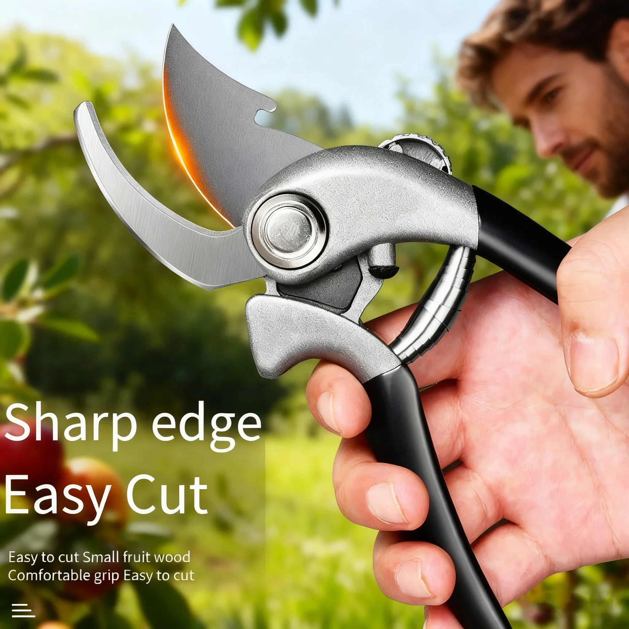 High-Carbon SK5 Steel Pruning Shears - Multi-Purpose Garden Scissors for Clean Cuts on Bonsai, Fruit Trees & Home Gardening