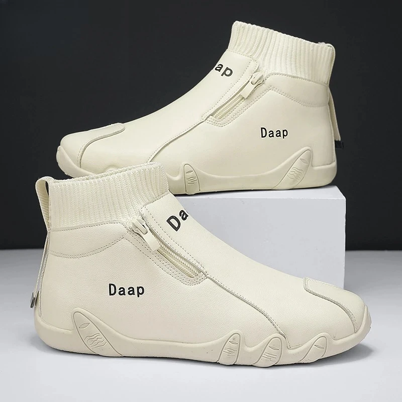 

Men's High Top Casual Shoes High Quality Waterproof Men Boots Fashion Comfortable Work Shoes Outdoor Non-slip Men Ankle Boot New