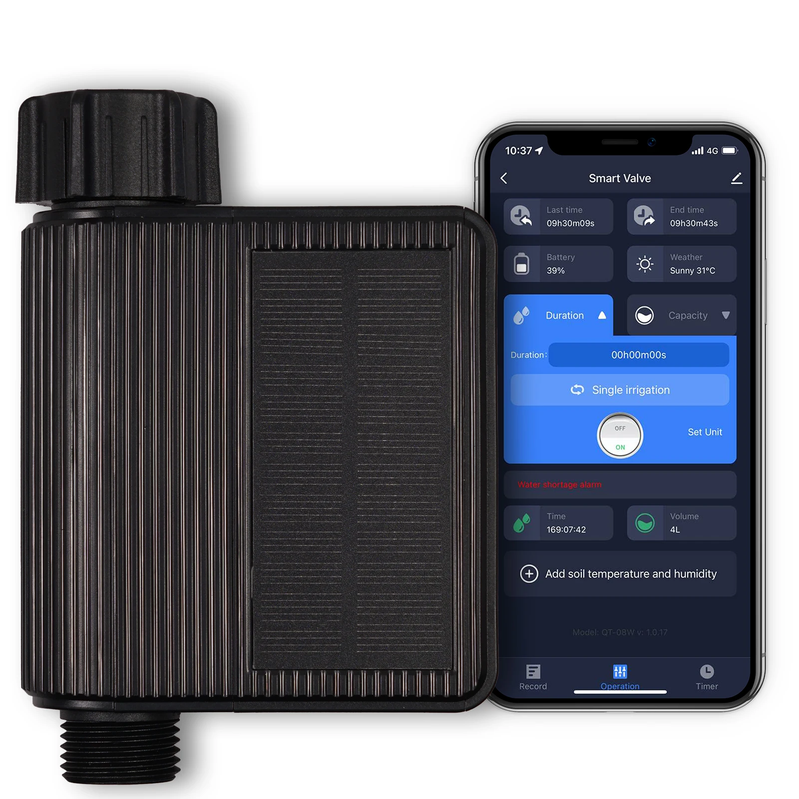 TUYA Solar Smart Water Valve Wifi Smart Water Timer With Inside Flowmeter WiFi Smart Watering Valve