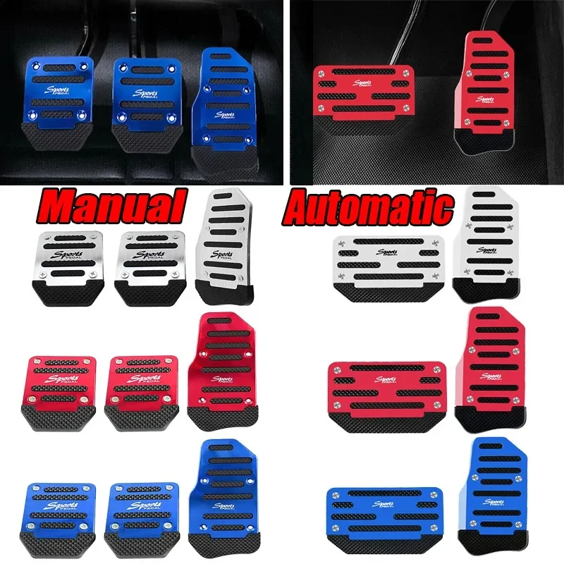 Universal Aluminum Automatic/Manual Transmission Car Pedal Cover Set Kit Anti Skid Pedal Brake Clutch Accelerator Pedals Covers