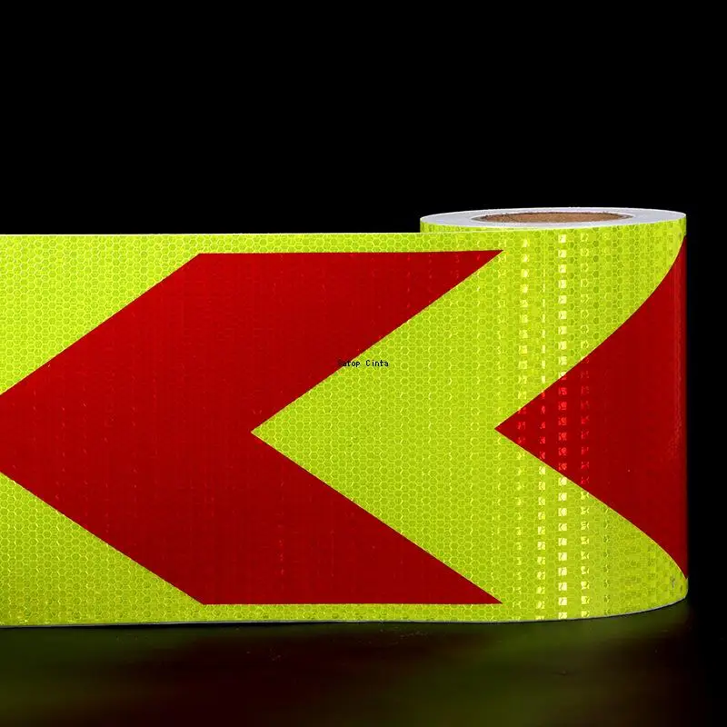 20cmx5m Arrow Reflective Tapes Fluorescent Red Adhesive Stickers Waterproof Warning Safety Reflection Film Reflectors For Things