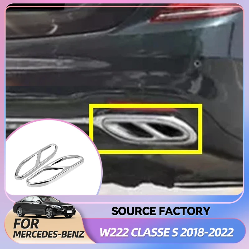 

Наклейки для интерьера, 2 шт., стальной наконечник глушителя выхлопной трубы автомобиля, украшение, подходит для Mercedes Benz W222 S Class 2018 201