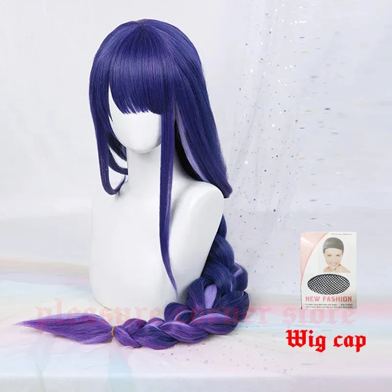 Game Anime Genshin Impact Raiden Shogun Cosplay Wig Pre Styled Long Heat Resistant Synthetic Purple Color Baal Beelzebul Wigs