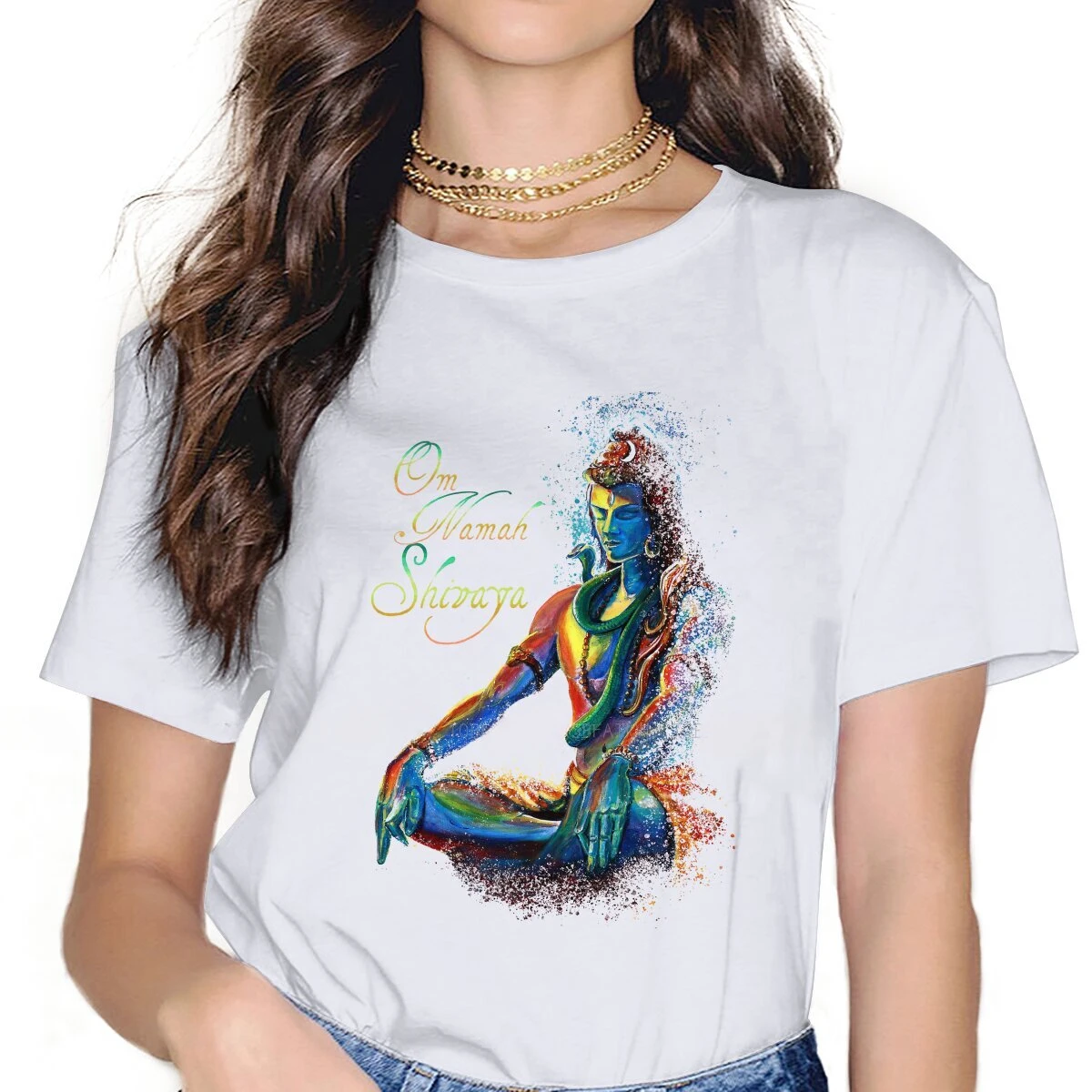 Classic Vintage Mantra of Maha Shiva in Deep Meditation Graphic T Shirts for Woman Ganesha Ganapati God of Wisdom India Clothes