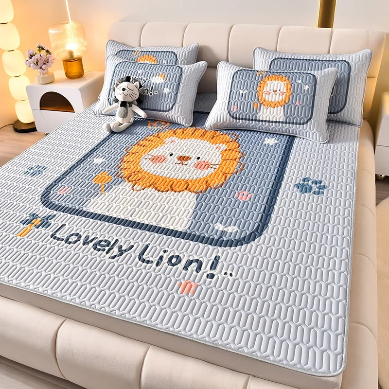 Cool Mat Kit Latex Summer Fitted Sheet 2/3Pc Flodable Kid Boy Girl Mattress Cover Rabbit Cartoon Bedspread Pillowcase 0.5cm