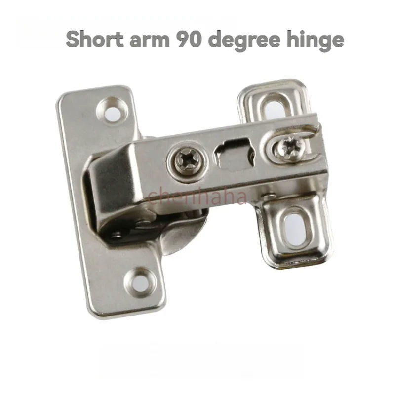 

180-Degree Short-Arm Flat Door Hinge with Damping Hydraulic Buffer, 90-Degree Flush-Mounted Cabinet Door Hinge
