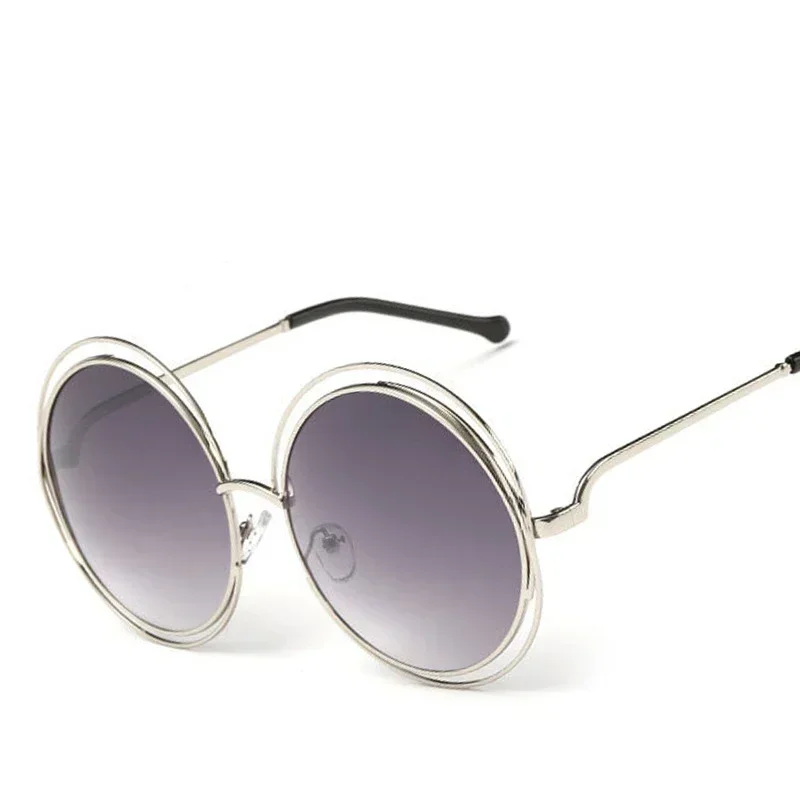 MUSELIFE Vintage Round Big Size Oversized lens Mirror Sunglasses Women Brand Designer Metal Frame Lady Sun Glasses Lady Cool