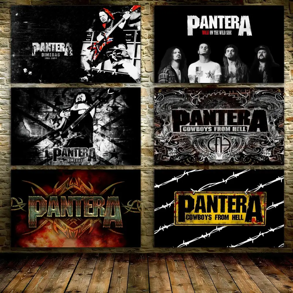 P-PanteraS Band Logo Cool Flags 3x5 Ft Custom Banner For Garage Door Room Decor Wall Out Decoration With Metal Buckle