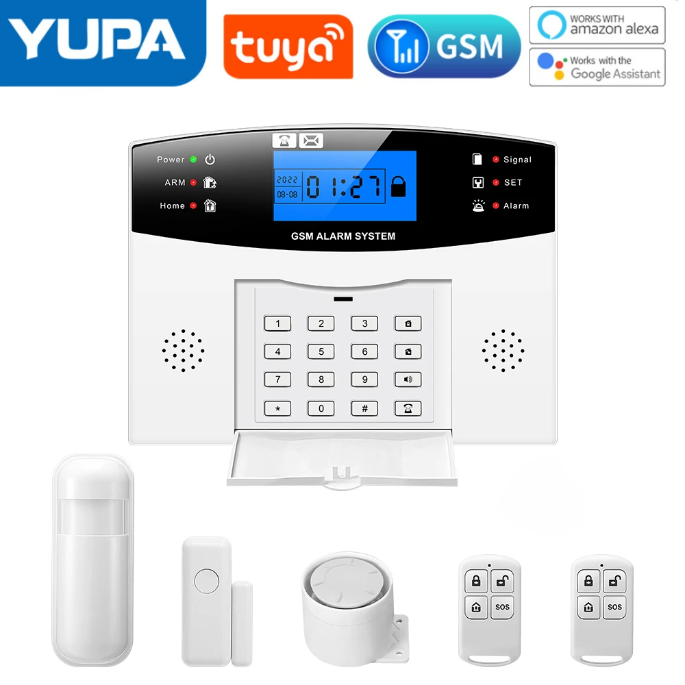 Tuya WIFI GSM Alarm System 433MHz 2G Wireless Home Burglar Security Alarm Door Window Sensor AlarmWorks With Tuya Samrt Life