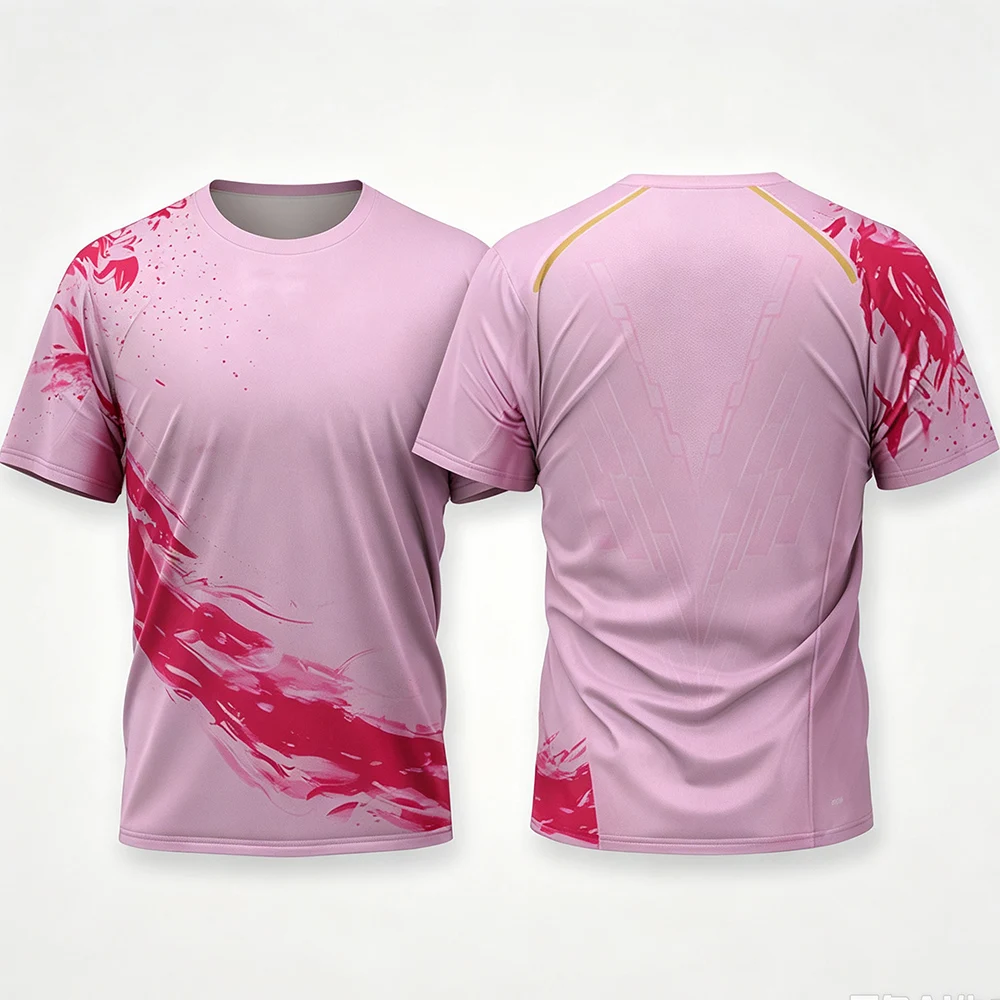 New Men Women Sport Table Tennis Uniform Quick Dry Breathable Short Sleeve Running Fitness Athletic Crew Neck Family Kids Tees