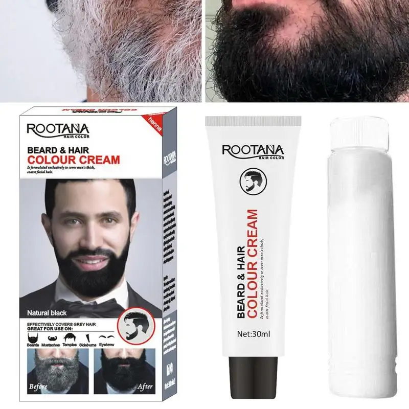 Black Brown Color Men Beard Black Dye Tint Cream Mustache Beard Coloring Cream Semi-permanent Men's Fashion Modelling Tool