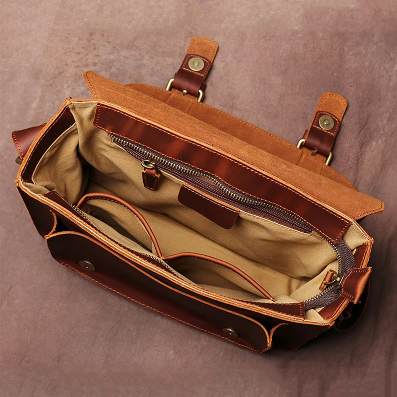 Genuine Leather Vintage Handbag For Men Crossbody Bag Shoulder Strap Handbags Man Messenger Bag College Style Satchels Bag