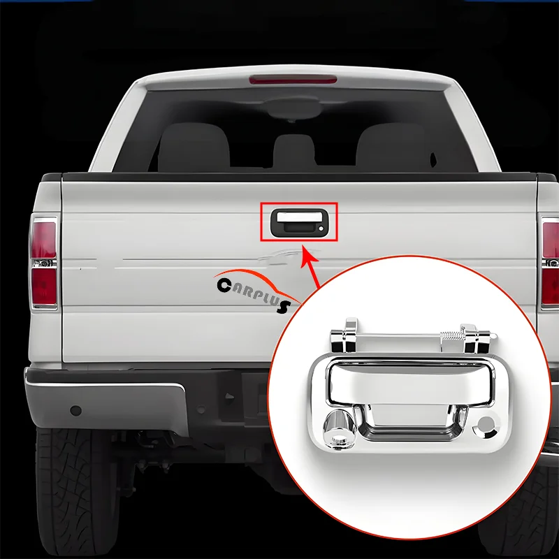مقبض بوابة ذيل تلقائي مع فتحة كاميرا مع فتحة مفتاح لفورد F-150 F-250 F-350 F-450 F-550 مقبض بوابة خلفي كروم كامل