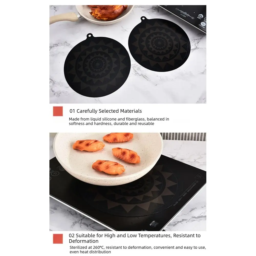 Black Induction Hob Protector Mat High Temperature Resistance Silicone Induction Cooker Pad Anti Slip Pot Mat Table Placemat