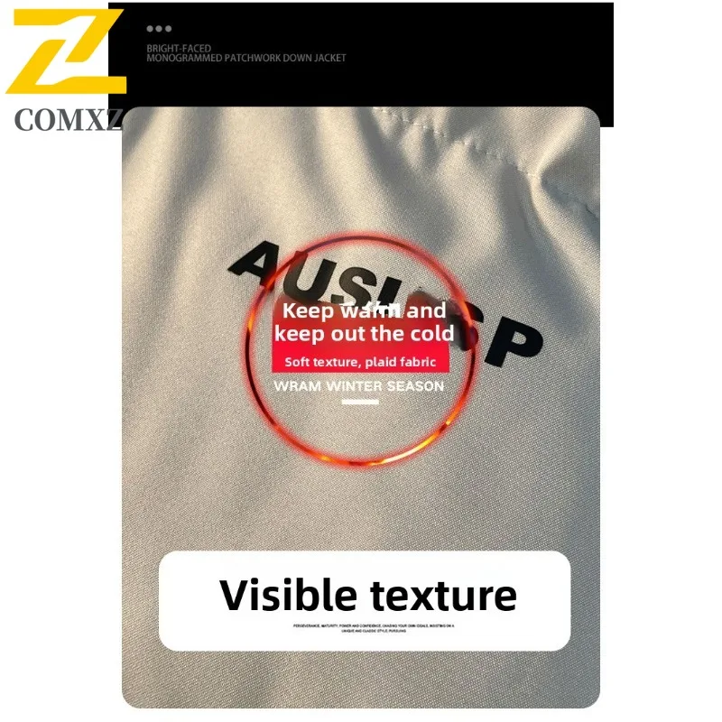 Men's Parka Coat 2025 Letter Print Warm Slim Outdoor Skiing Jacket Winter Windproof Travel Snow Hooded Trendy Bread Jacket