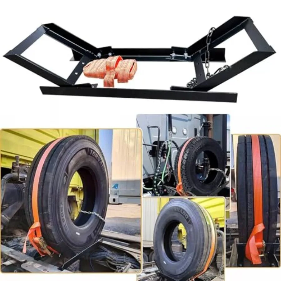 

Adjustable Semi-Truck Tire Rack Spare Tire Storage Carrier Tire Secure Mount Holder w/Hardware