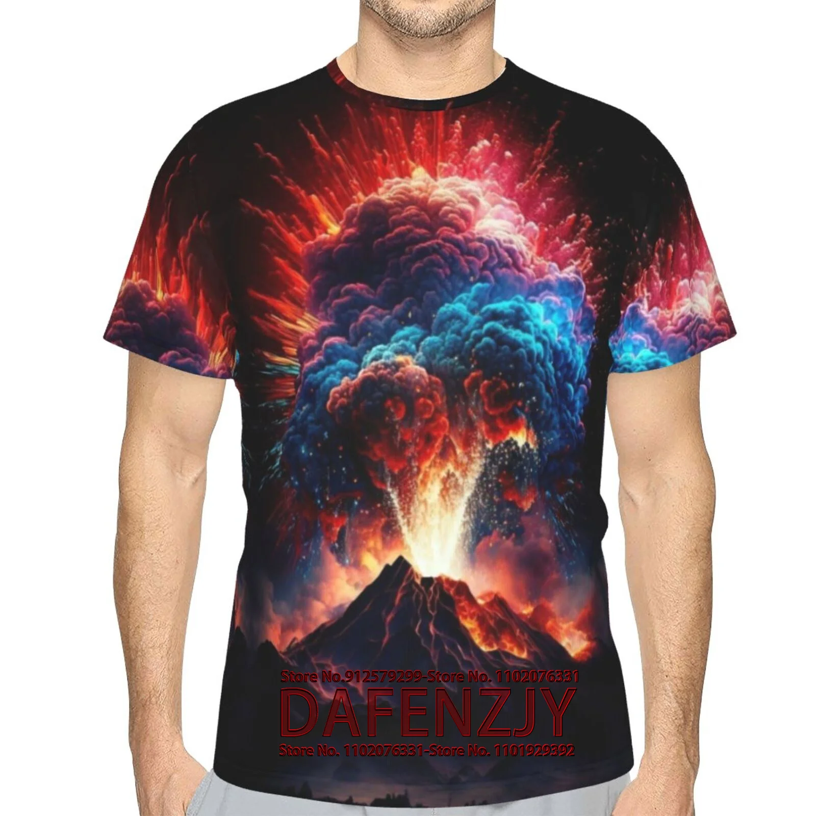 3d Volcano Print Men\'s T-Shirt 2024 New Oversized Short Sleeve T-Shirt For Men Street Hip-Hop Tee Top Quick Dry T Shirts