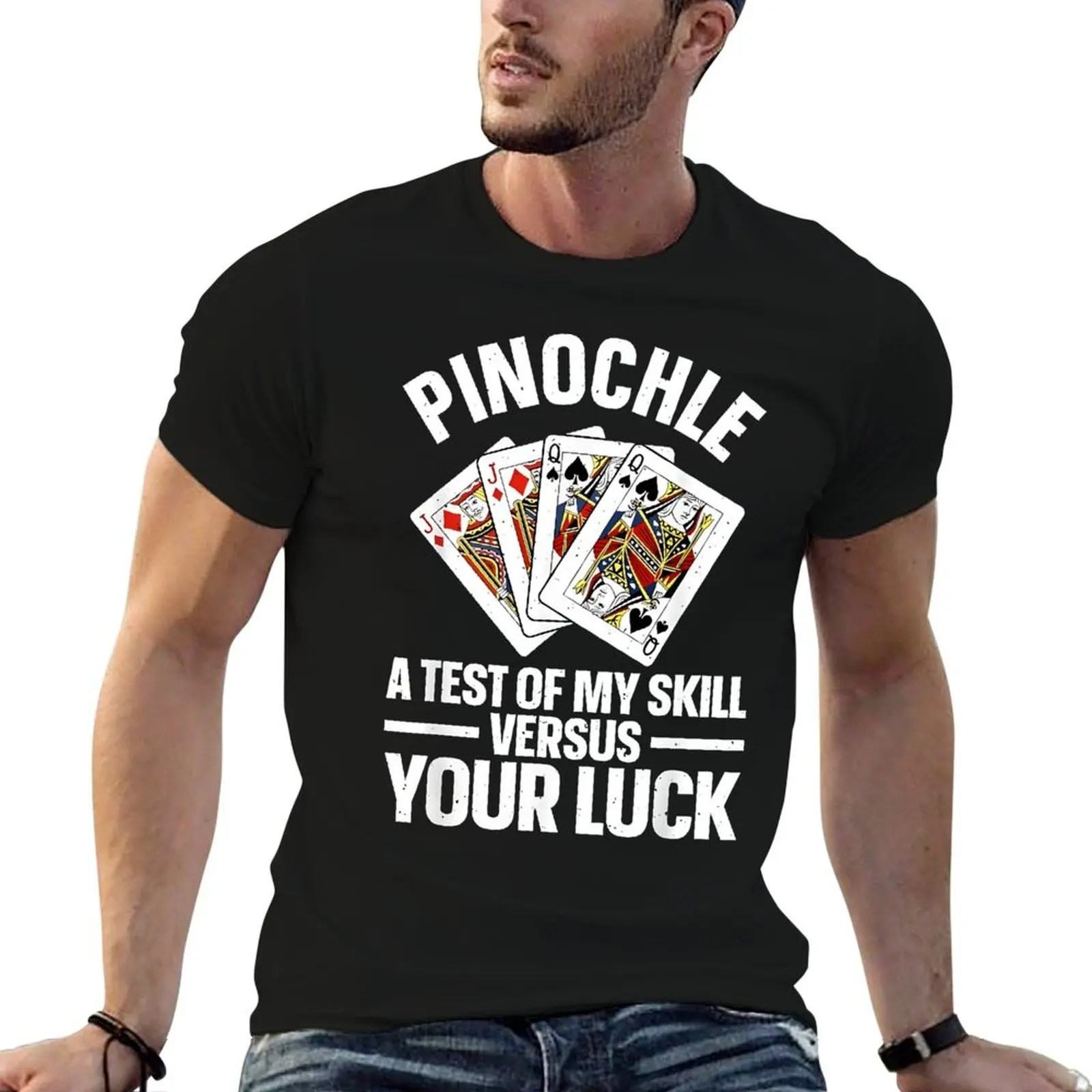 

Футболка Pinochle Skill Vs Luck в стиле Харадзюку, футболки с движением, новинка, юмор для дома, европейский размер