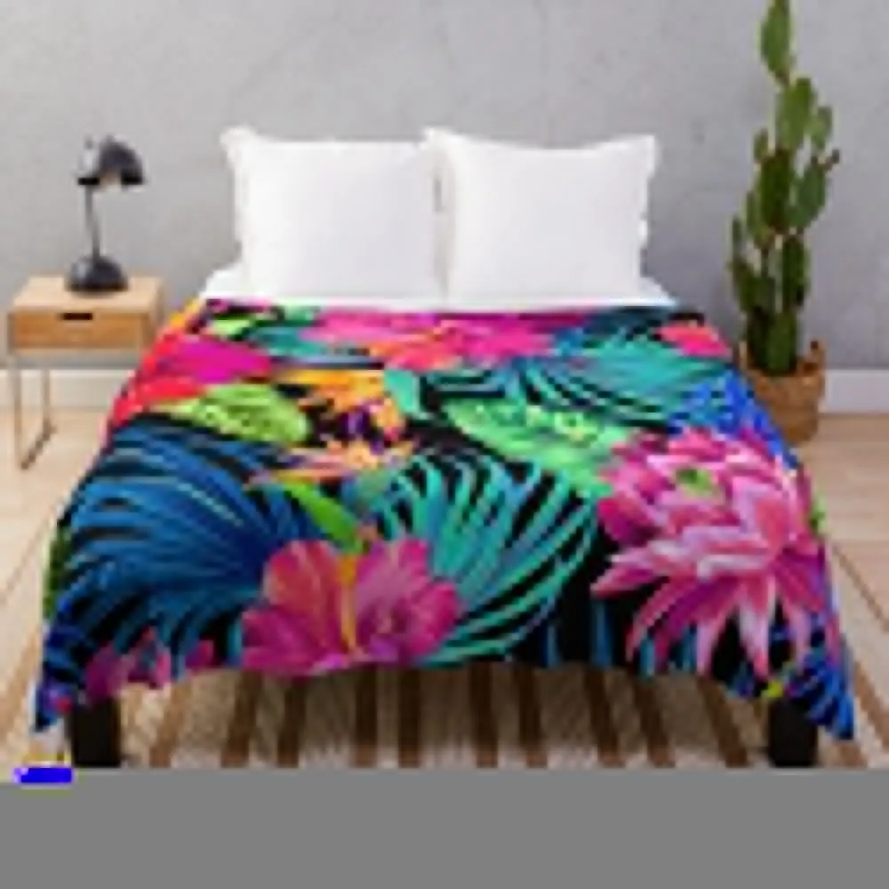 

Drive You Mad Hibiscus Pattern Throw Blanket Dorm Room Essentials Flannel Fabric Hairys blankets ands Softest Blankets