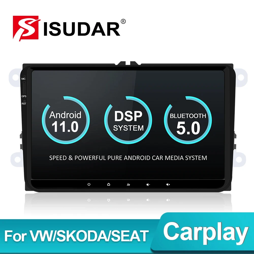 Isudar Auto Radio Android 11 For VW/Golf/POLO/Passat/Skoda/Fabia/Octavia/Seat/Leon Car Multimedia Video Player GPS DSP Carplay